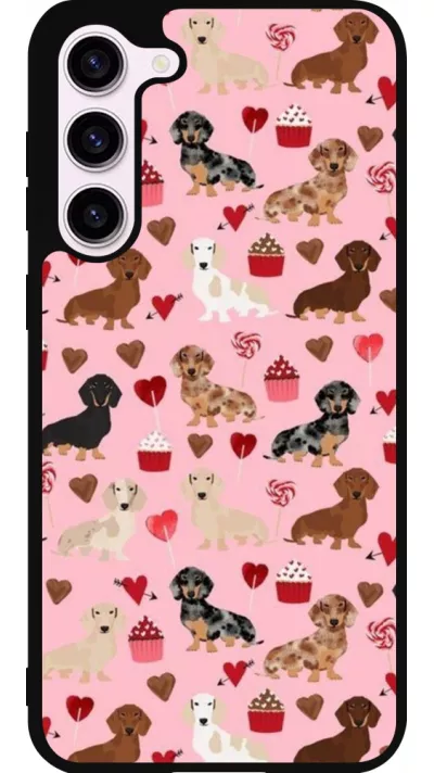 Samsung Galaxy S23+ Case Hülle - Silikon schwarz Valentine 2024 puppy love