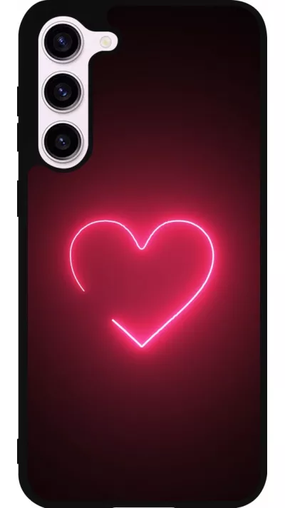Samsung Galaxy S23+ Case Hülle - Silikon schwarz Valentine 2023 single neon heart
