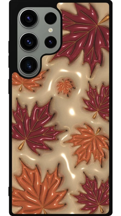 Coque Samsung Galaxy S23 Ultra - Silicone rigide noir Autumn 26 3D leaves