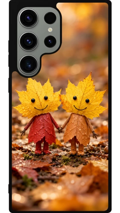 Coque Samsung Galaxy S23 Ultra - Silicone rigide noir Autumn 26 Couple of leaves