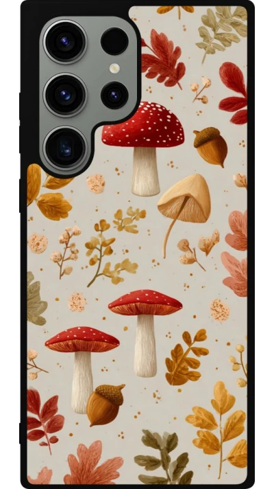 Coque Samsung Galaxy S23 Ultra - Silicone rigide noir Autumn 26 Mushrooms and leaves