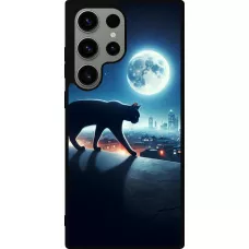 Samsung Galaxy S23 Ultra Case Hülle - Silikon schwarz Schwarze Katze unter dem Vollmond