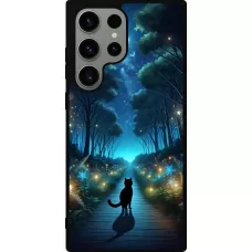Samsung Galaxy S23 Ultra Case Hülle - Silikon schwarz Schwarze Katze Spaziergang