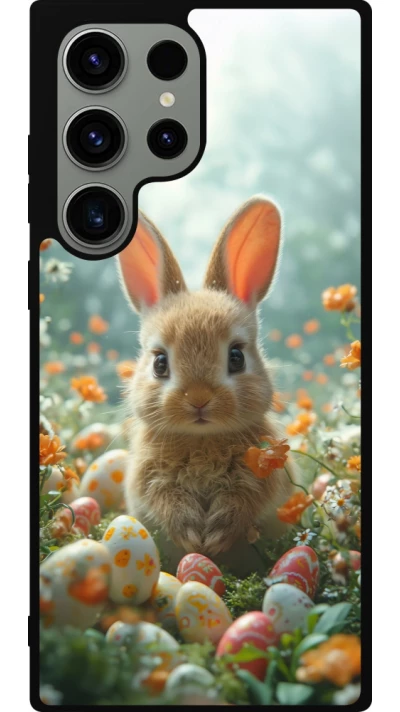 Samsung Galaxy S23 Ultra Case Hülle - Silikon schwarz Easter 2026 Rabbit in the garden