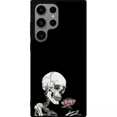 Samsung Galaxy S23 Ultra Case Hülle - Silikon schwarz Halloween 2023 rose and skeleton