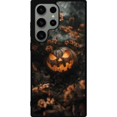 Samsung Galaxy S23 Ultra Case Hülle - Silikon schwarz Halloween 2025 Pumpkin with flowers