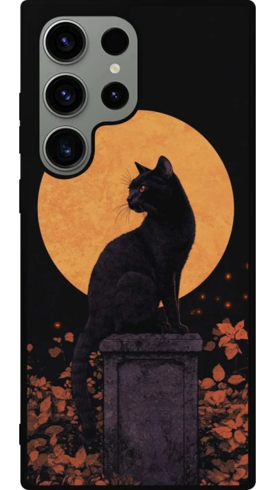 Samsung Galaxy S23 Ultra Case Hülle - Silikon schwarz Halloween 2026 Cat Art Nouveau