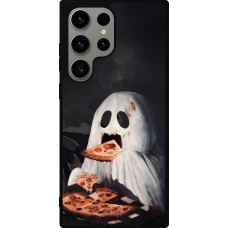 Samsung Galaxy S23 Ultra Case Hülle - Silikon schwarz Halloween 2026 Ghost eating pizza