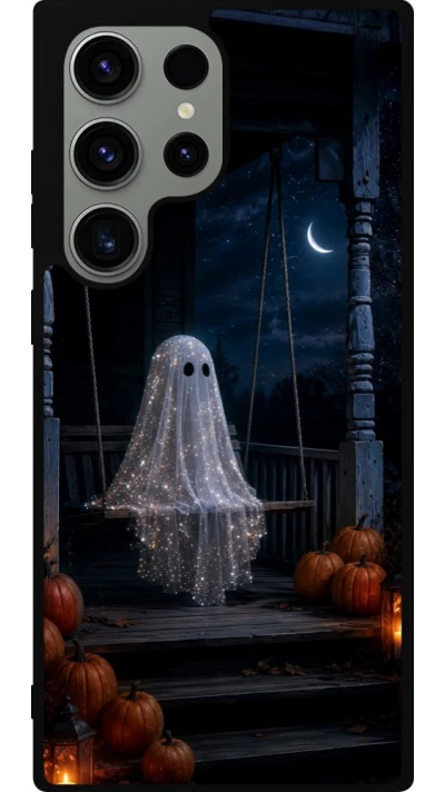 Samsung Galaxy S23 Ultra Case Hülle - Silikon schwarz Halloween 2026 Ghost on a swing