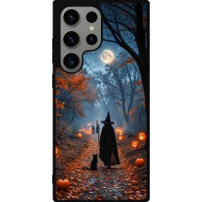 Samsung Galaxy S23 Ultra Case Hülle - Silikon schwarz Halloween 2026 Witch with a cat
