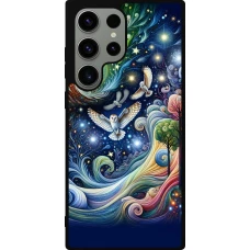 Samsung Galaxy S23 Ultra Case Hülle - Silikon schwarz Fliegender Blumen-Eule