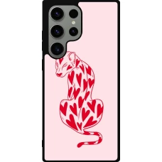 Samsung Galaxy S23 Ultra Case Hülle - Silikon schwarz Leopard with hearts 2026