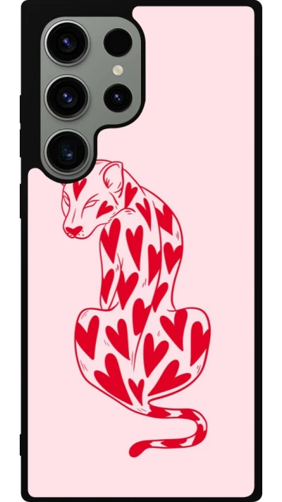 Coque Samsung Galaxy S23 Ultra - Silicone rigide noir Leopard with hearts 2026