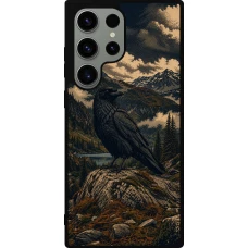 Coque Samsung Galaxy S23 Ultra - Silicone rigide noir Linocut Grand Corbeau