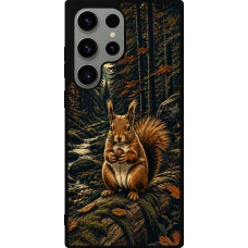 Coque Samsung Galaxy S23 Ultra - Silicone rigide noir Linocut Ecureuil