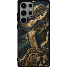 Samsung Galaxy S23 Ultra Case Hülle - Silikon schwarz Linocut Wanderfalke
