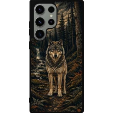Coque Samsung Galaxy S23 Ultra - Silicone rigide noir Linocut Loup