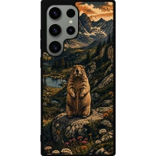 Coque Samsung Galaxy S23 Ultra - Silicone rigide noir Linocut Marmotte