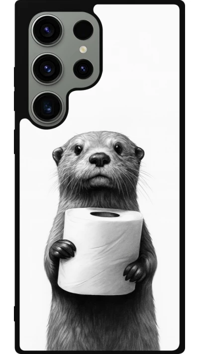Coque Samsung Galaxy S23 Ultra - Silicone rigide noir Loutre papier de toilette