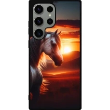 Samsung Galaxy S23 Ultra Case Hülle - Silikon schwarz Majestätischer Sonnenuntergang Pferd