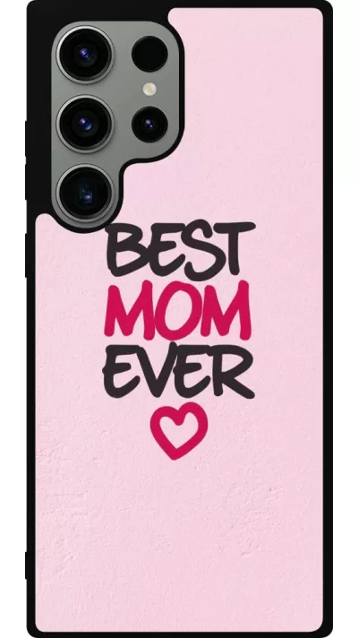 Coque Samsung Galaxy S23 Ultra - Silicone rigide noir Mom 2023 best Mom ever pink
