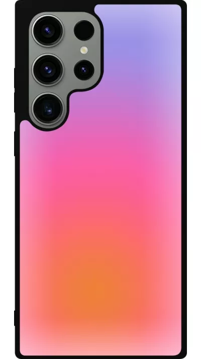 Coque Samsung Galaxy S23 Ultra - Silicone rigide noir Orange Pink Blue Gradient