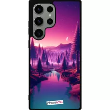 Samsung Galaxy S23 Ultra Case Hülle - Silikon schwarz Lila-rosa Landschaft