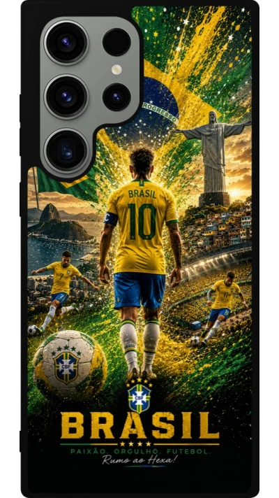Samsung Galaxy S23 Ultra Case Hülle - Silikon schwarz Fussball Brasilien splash 2026