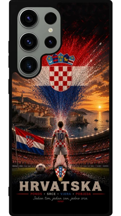 Samsung Galaxy S23 Ultra Case Hülle - Silikon schwarz Fussball Kroatien splash 2026