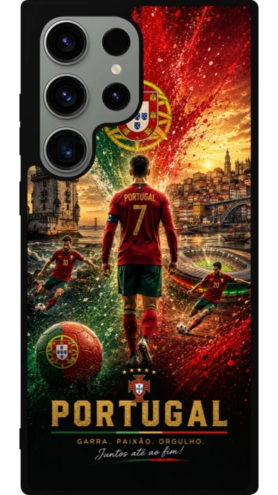 Samsung Galaxy S23 Ultra Case Hülle - Silikon schwarz Fussball Portugal splash 2026