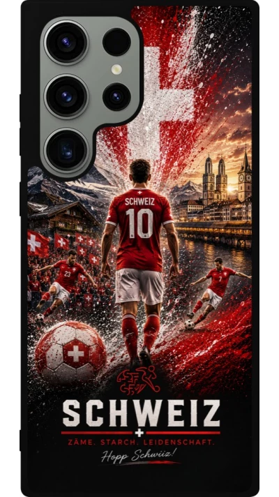 Samsung Galaxy S23 Ultra Case Hülle - Silikon schwarz Fussball Schweiz splash 2026