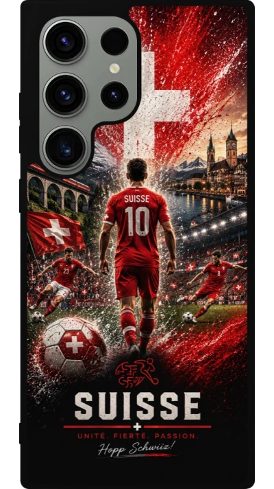 Samsung Galaxy S23 Ultra Case Hülle - Silikon schwarz Fussball Suisse splash 2026