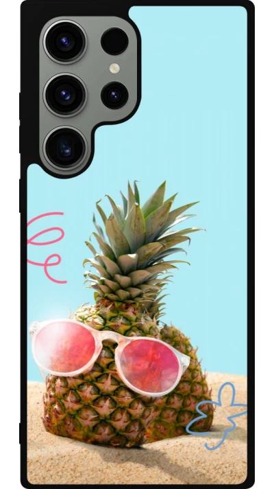 Coque Samsung Galaxy S23 Ultra - Silicone rigide noir Pineapple with glasses Summer 2026