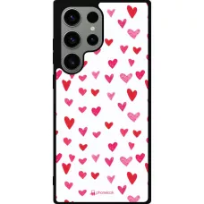 Coque Samsung Galaxy S23 Ultra - Silicone rigide noir Valentine 2022 Many pink hearts