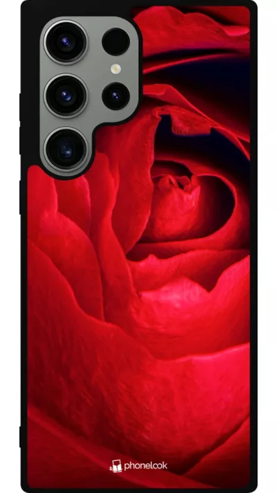 Coque Samsung Galaxy S23 Ultra - Silicone rigide noir Valentine 2022 Rose