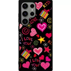 Samsung Galaxy S23 Ultra Case Hülle - Silikon schwarz Valentine 2023 love symbols