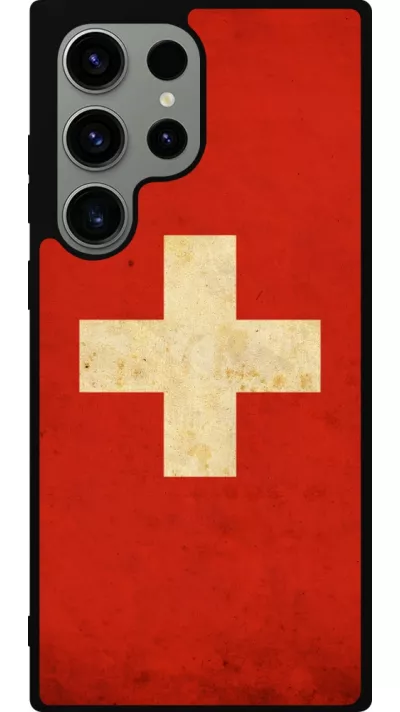 Coque Samsung Galaxy S23 Ultra - Silicone rigide noir Vintage Flag SWISS