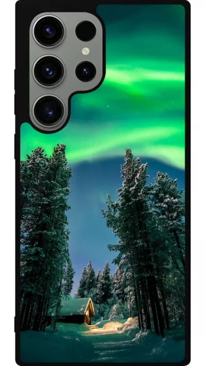 Coque Samsung Galaxy S23 Ultra - Silicone rigide noir Winter 22 Northern Lights