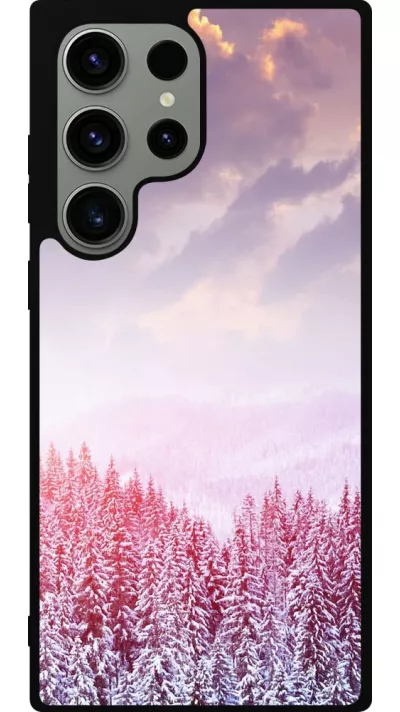 Coque Samsung Galaxy S23 Ultra - Silicone rigide noir Winter 22 Pink Forest