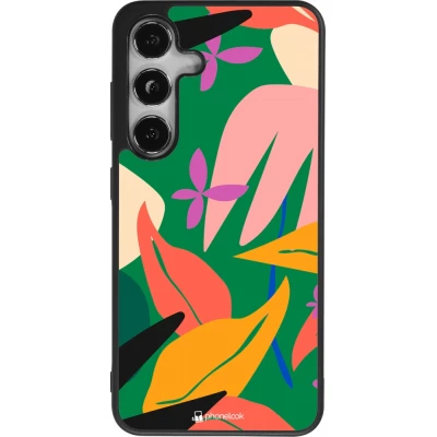 Coque Samsung Galaxy S24 - Silicone rigide noir Abstract Jungle