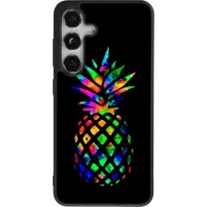 Coque Samsung Galaxy S24 - Silicone rigide noir Ananas Multi-colors