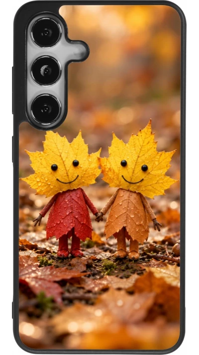 Coque Samsung Galaxy S24 - Silicone rigide noir Autumn 26 Couple of leaves