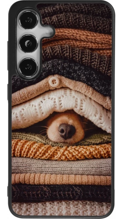 Coque Samsung Galaxy S24 - Silicone rigide noir Autumn 26 Dog under the covers