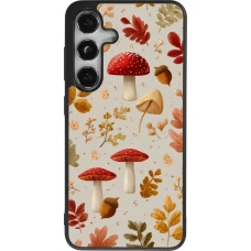 Samsung Galaxy S24 Case Hülle - Silikon schwarz Autumn 26 Mushrooms and leaves