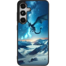 Coque Samsung Galaxy S24 - Silicone rigide noir Dragon nocturne montagne