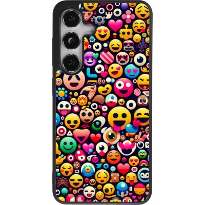 Coque Samsung Galaxy S24 - Silicone rigide noir Emoji Mix Color