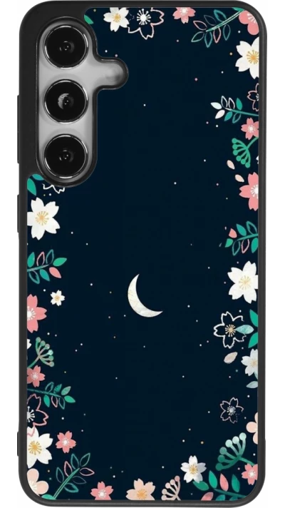 Coque Samsung Galaxy S24 - Silicone rigide noir Flowers space