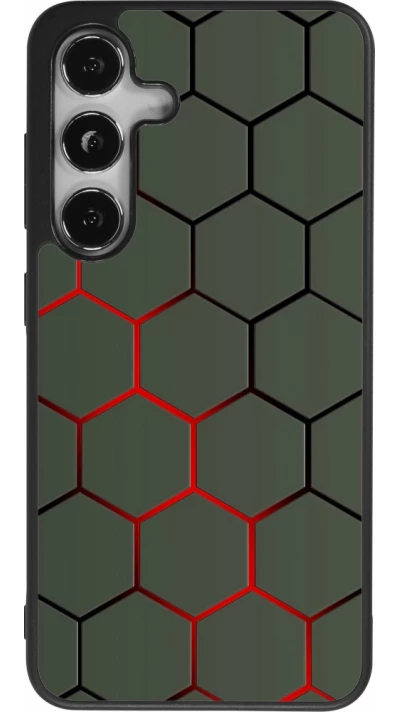 Coque Samsung Galaxy S24 - Silicone rigide noir Geometric Line red