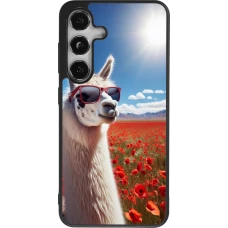 Samsung Galaxy S24 Case Hülle - Silikon schwarz Lama Chic in Mohnblume