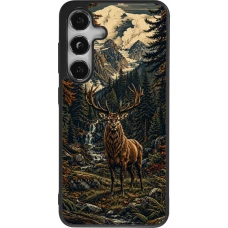 Samsung Galaxy S24 Case Hülle - Silikon schwarz Linocut Reh
